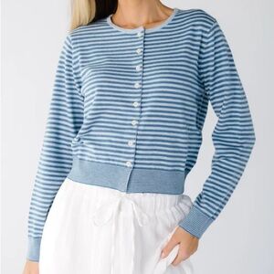 Blue and White Striped Cardigan Azalea